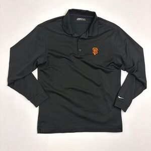Nike Golf San Francisco Giants Long Sleeve Polo Shirt Mens Medium Black FitDry